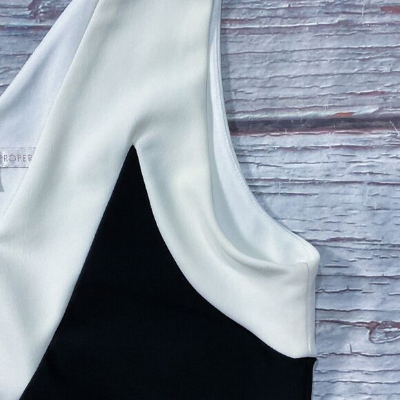 Boston Proper Womens Dress size XS Black Cream Sheath Stretch Knit Evening Wear - Picture 6 of 10